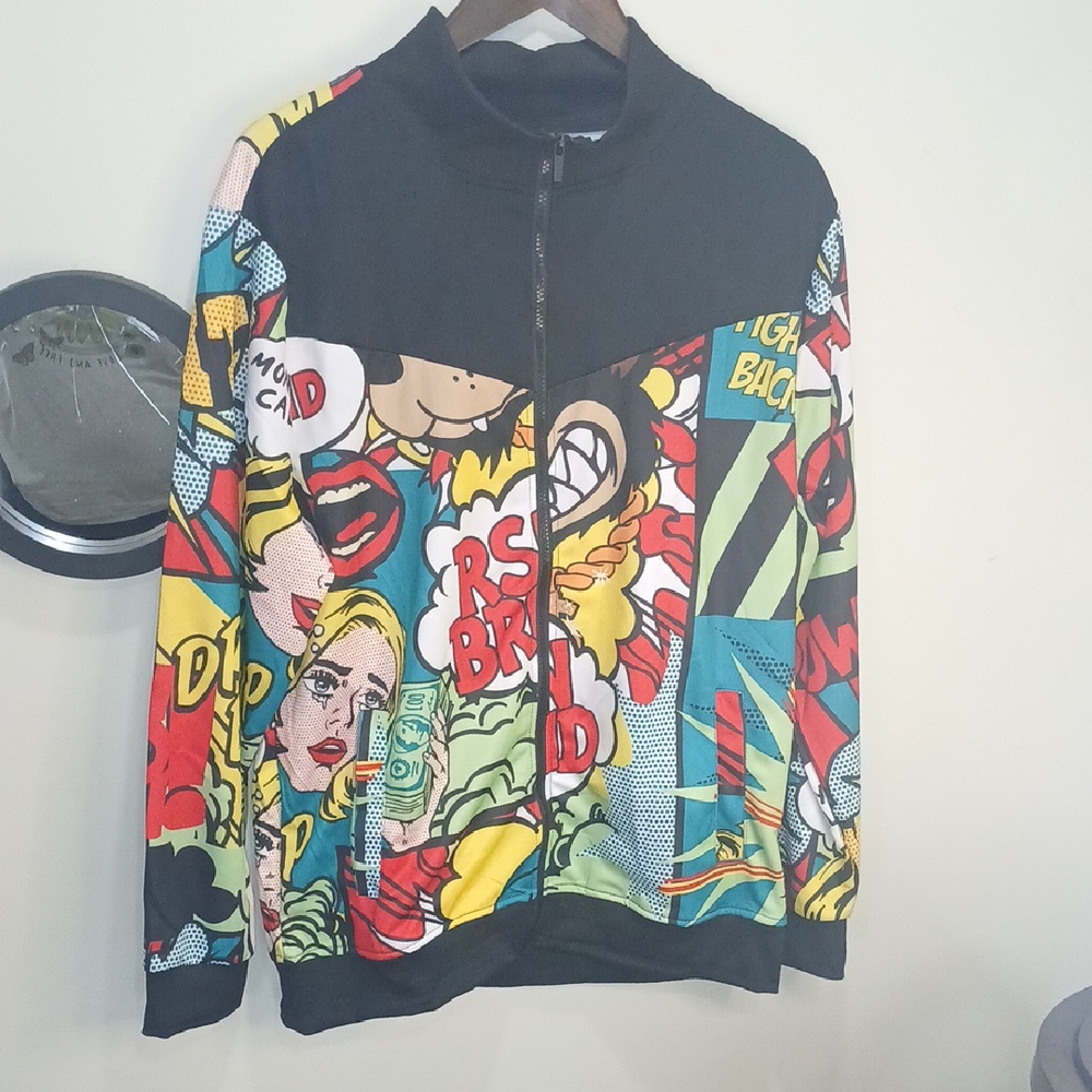 Reason Men's Graphic Zip-Up Sweater - Black, Red, Yellow, Green